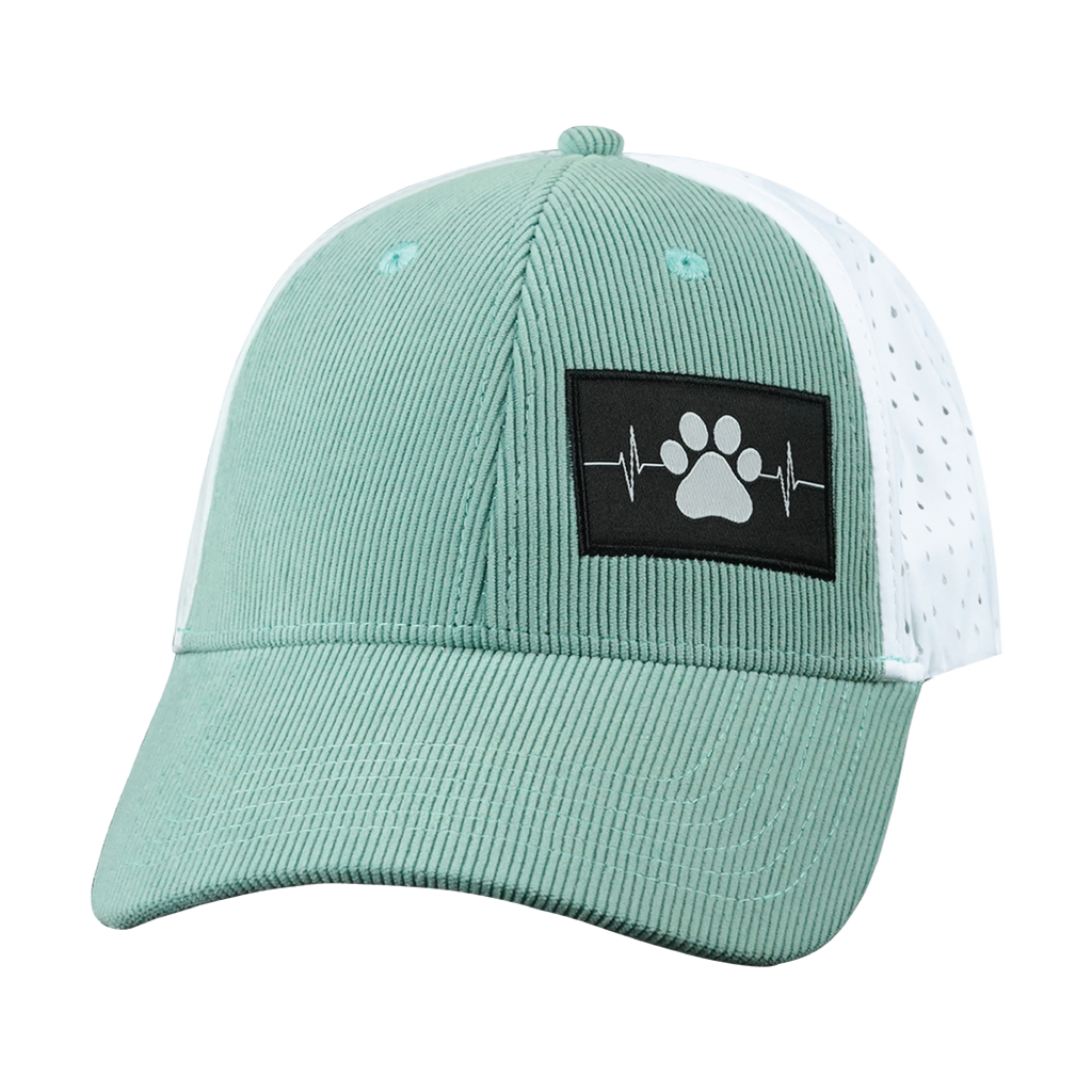 Dog Hat - Low Profile - Ponytail - Corduroy - Mint  - Laser Mesh